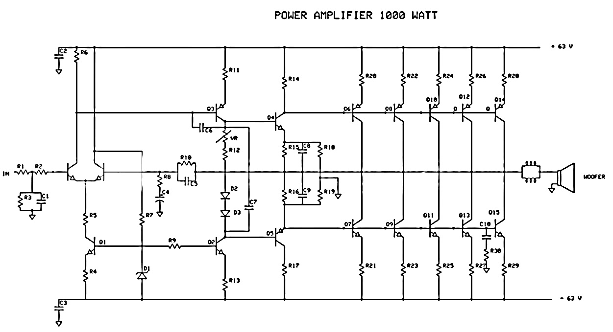 1000W power audio amplifier circuit 