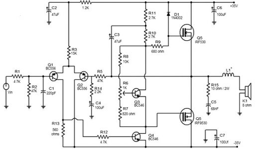 50 watt mosfet amplifier circuit