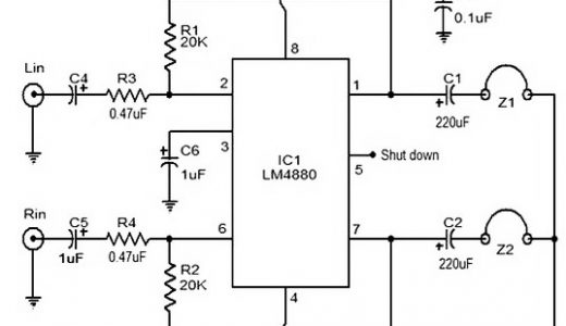 HiFi headphone amplifier circuit based LM4880