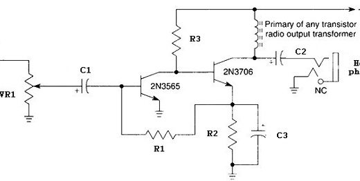 headphone audio amplifier based two transistors