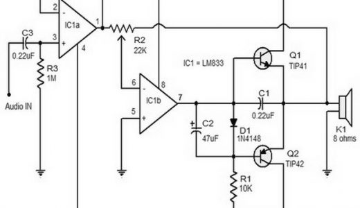 15w class B audio amplifier circuit
