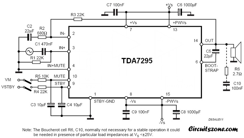 80w audio amplifier circuit using TDA7295