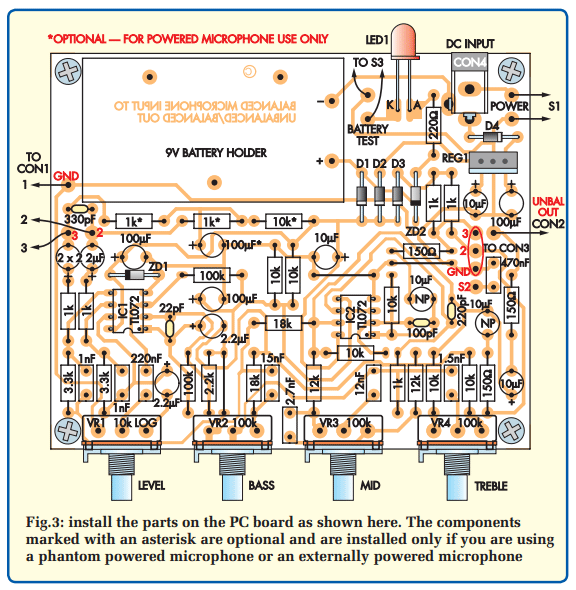 balanced microphone preamp circuit pcb layout