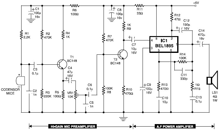 condenser mic preamp circuits amplifier