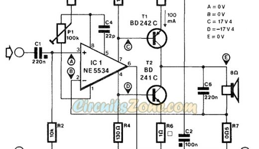 current corrected audio amplifier circuit