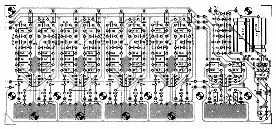disco audio mixer circuit pcb top