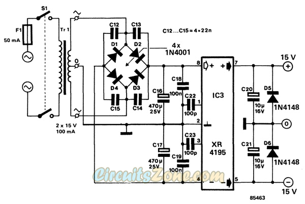 disco audio mixer power supply circuit