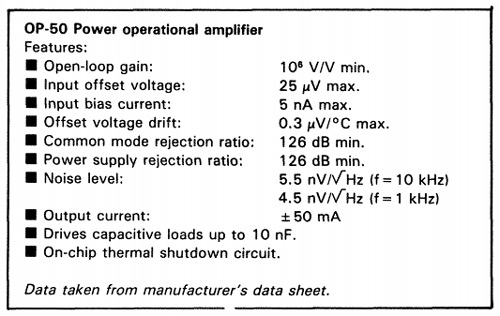headphone amplifier circuit based IC op-50 technical data