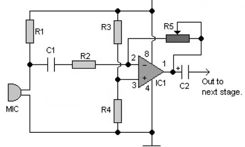 simple mic preamp circuits based LM358