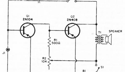 simple audio amplifier circuit with two transistors